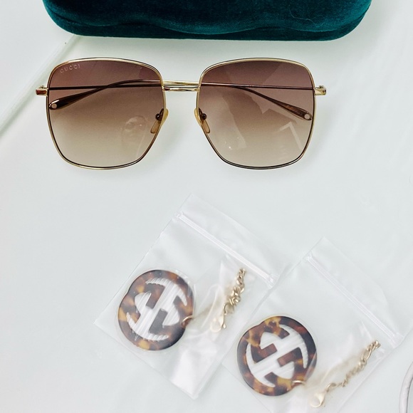 NWT Gucci Gold Gg1031s - 003 Chain CharmSunglasses - Picture 3 of 16